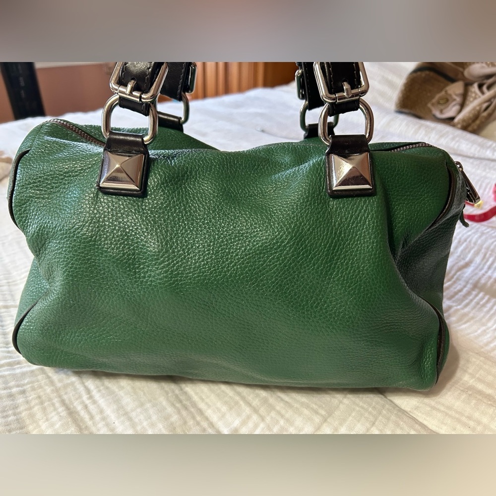 Pulicati Made In Italy Supple Leather Duffel Tote Bag Purse Emerald Green